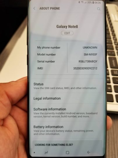 Galaxy Note 8 Oreo