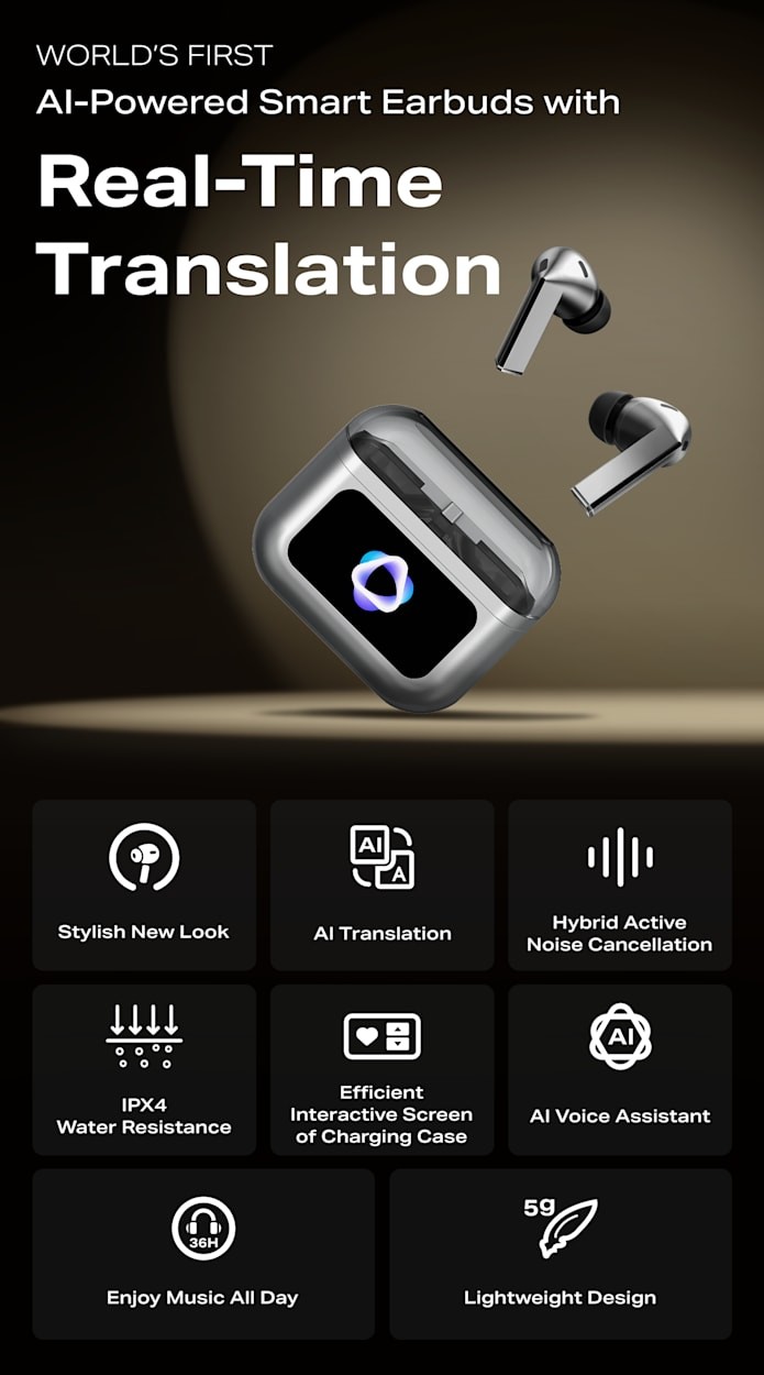 Casque Audio IA Avec Traduction Vocale En Temps Réel - 150+ Langues, Bluetooth, Traducteur Intelligent Portable